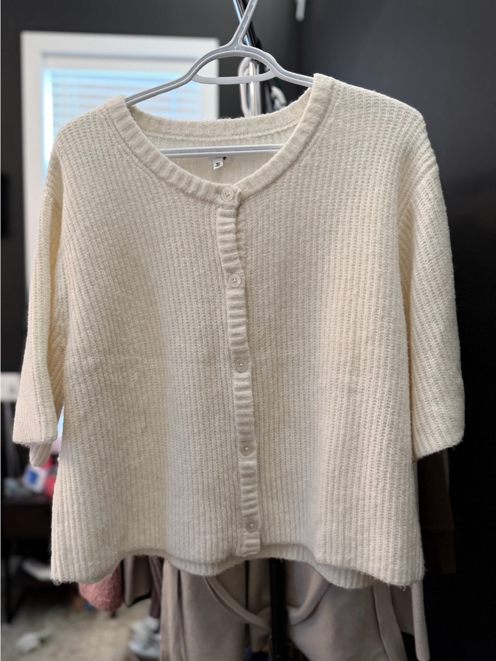 Aerie | Unreal Short Sleeved Cardigan White | L